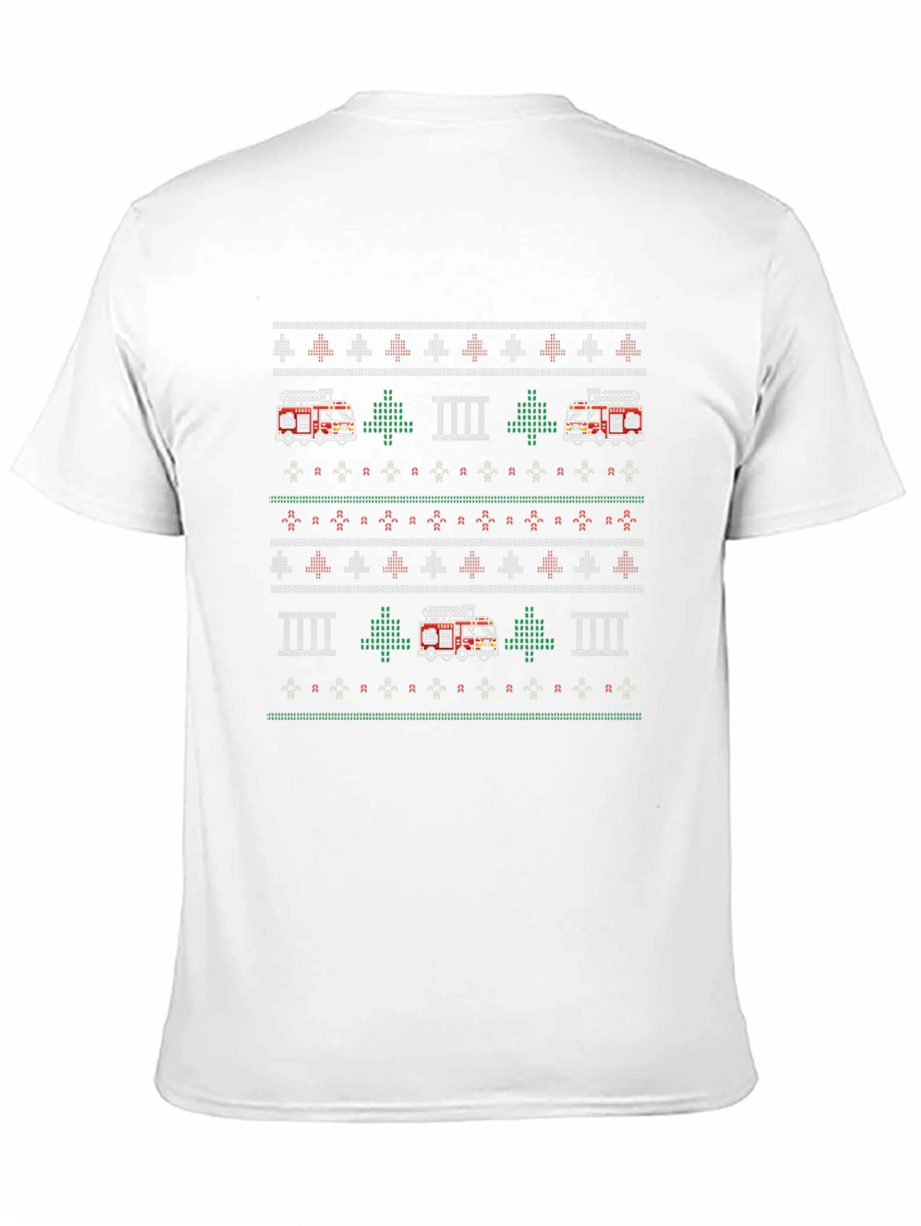 Fire Truck Ugly Christmas Sweater Style T-Shirt
