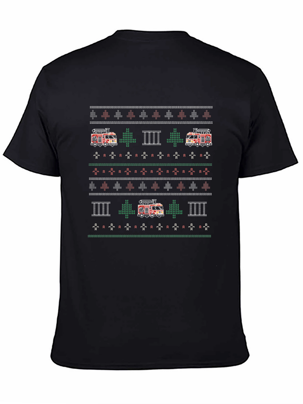 Fire Truck Ugly Christmas Sweater Style T-Shirt