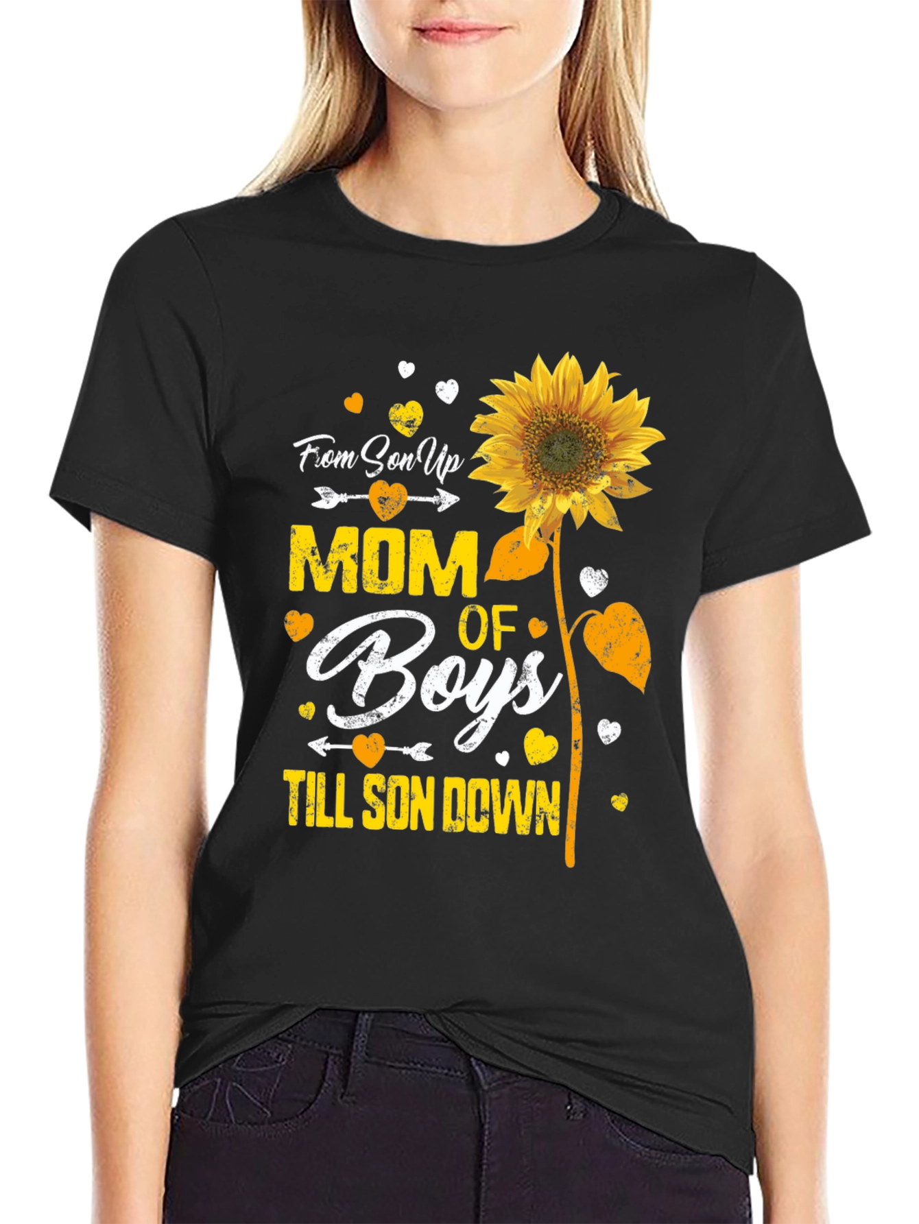 Mom of Boys Sunflower Graphic Tee