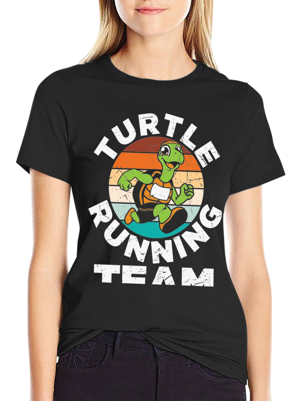 Turtle Running Team Graphic Tee - Black Cotton Blend