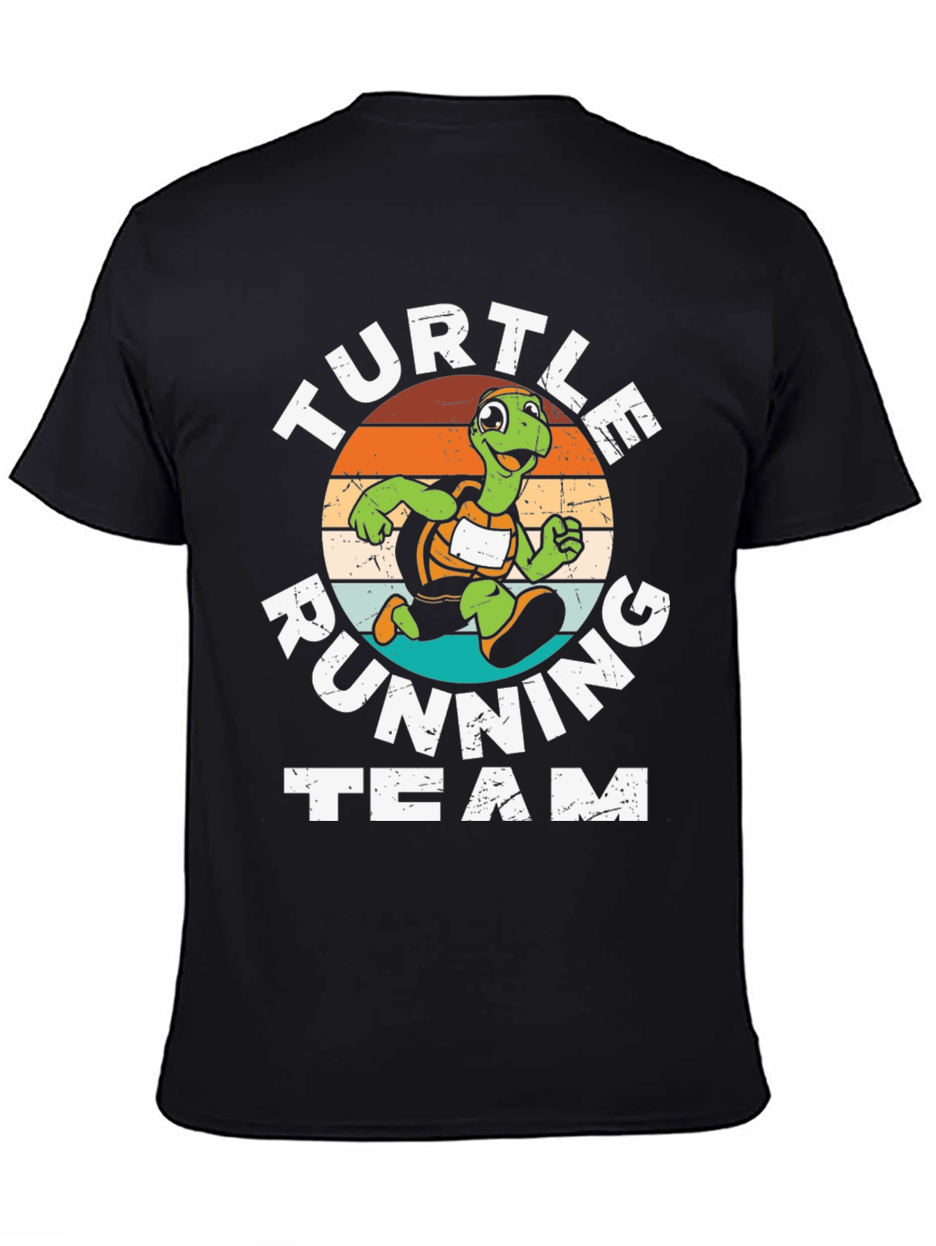 Turtle Running Team Graphic Tee - Black Cotton Blend