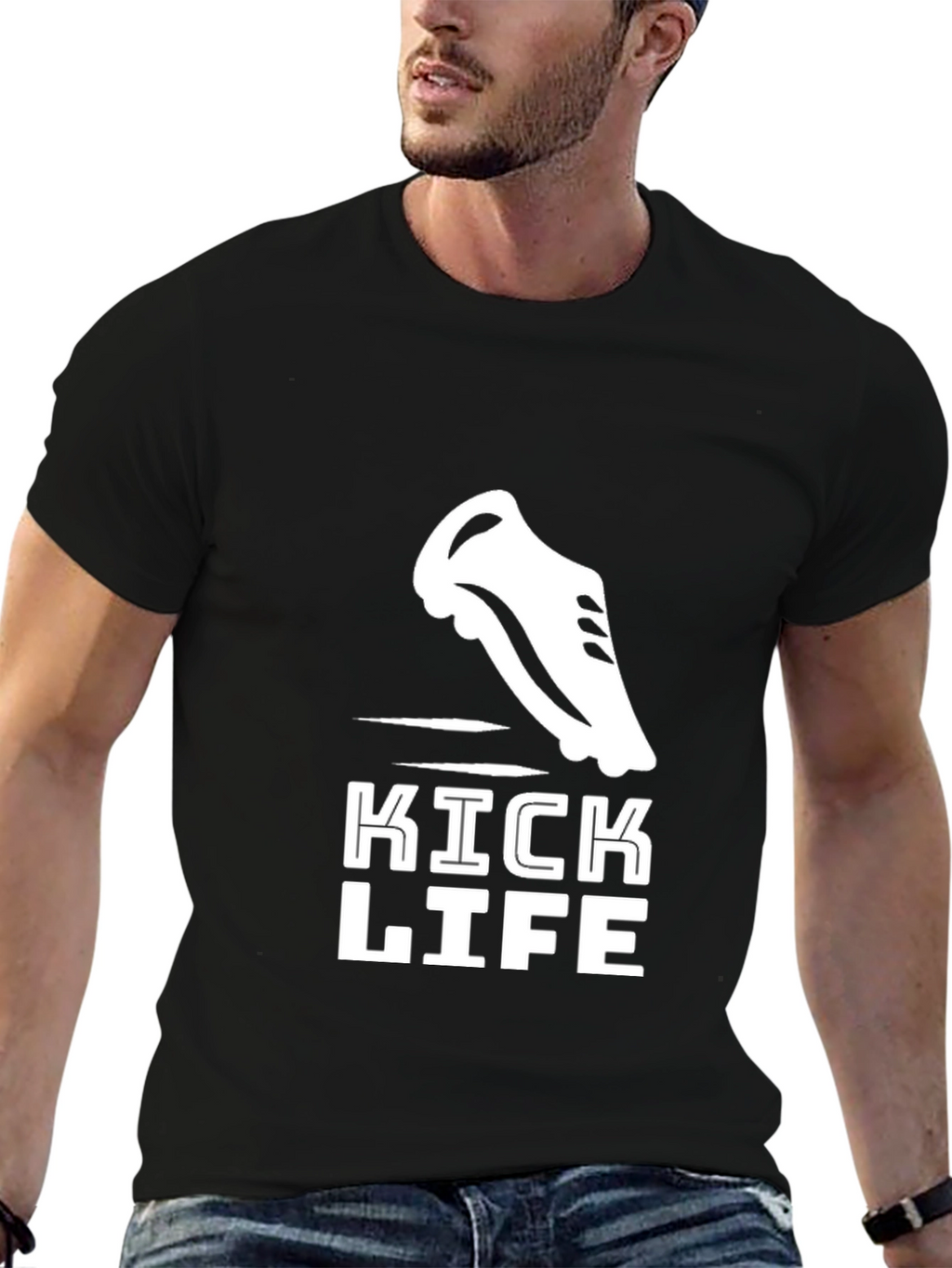 Kick Life Graphic Tee - Black Cotton T-Shirt