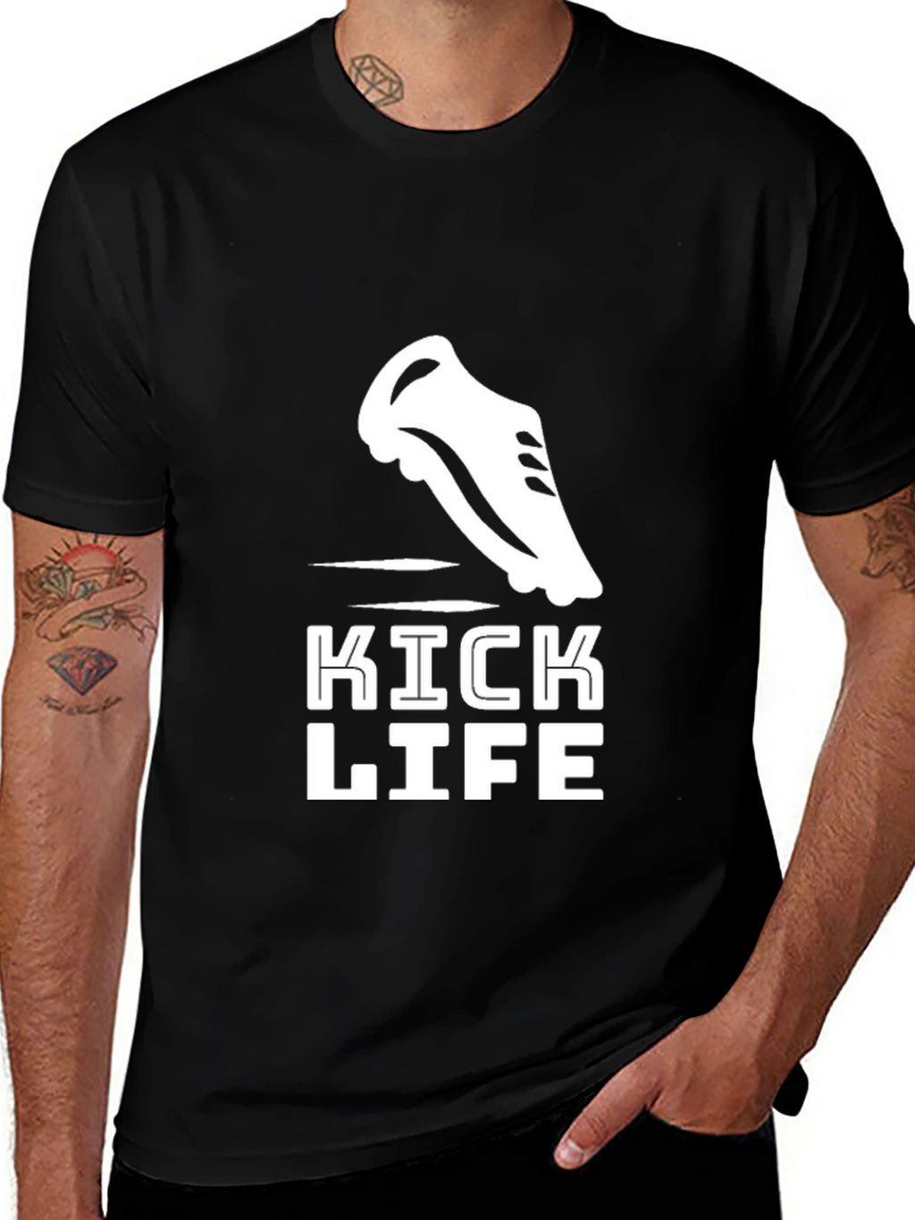 Kick Life Graphic Tee - Black Cotton T-Shirt