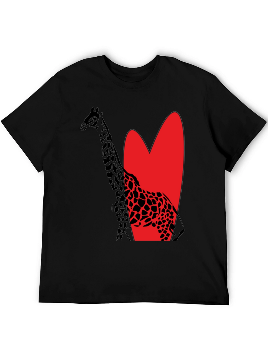 Giraffe Heart Graphic Tee - Stylish Mens Black T-Shirt
