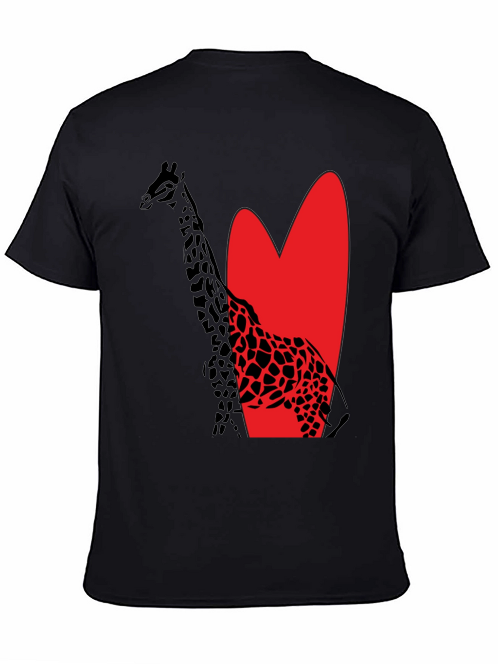 Giraffe Heart Graphic Tee - Stylish Mens Black T-Shirt
