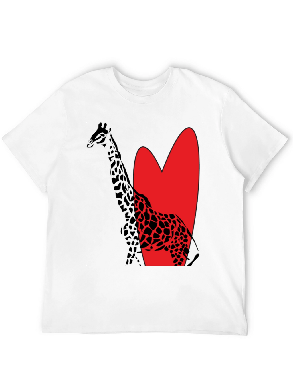 Giraffe Heart Graphic Tee - Stylish Mens Black T-Shirt