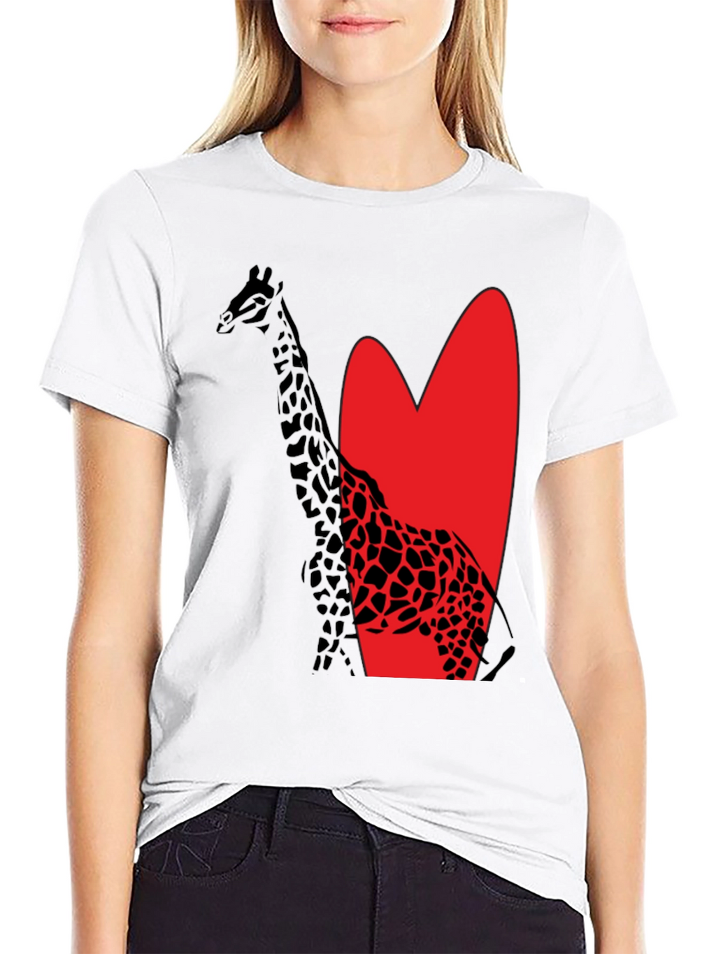 Giraffe Heart Graphic Tee - Stylish Mens Black T-Shirt