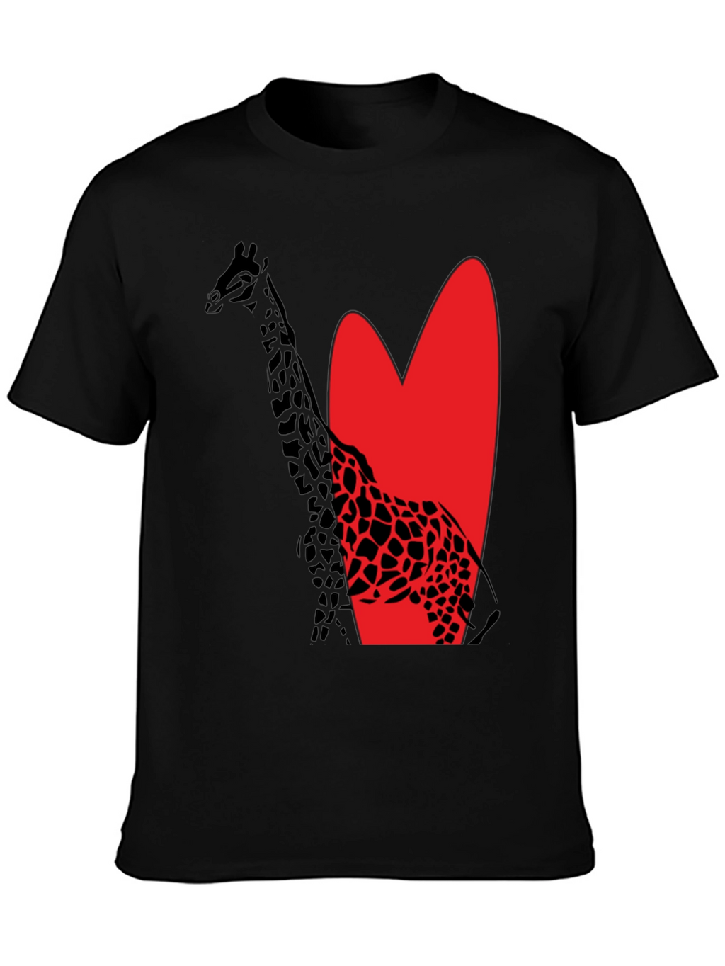 Giraffe Heart Graphic Tee - Stylish Mens Black T-Shirt