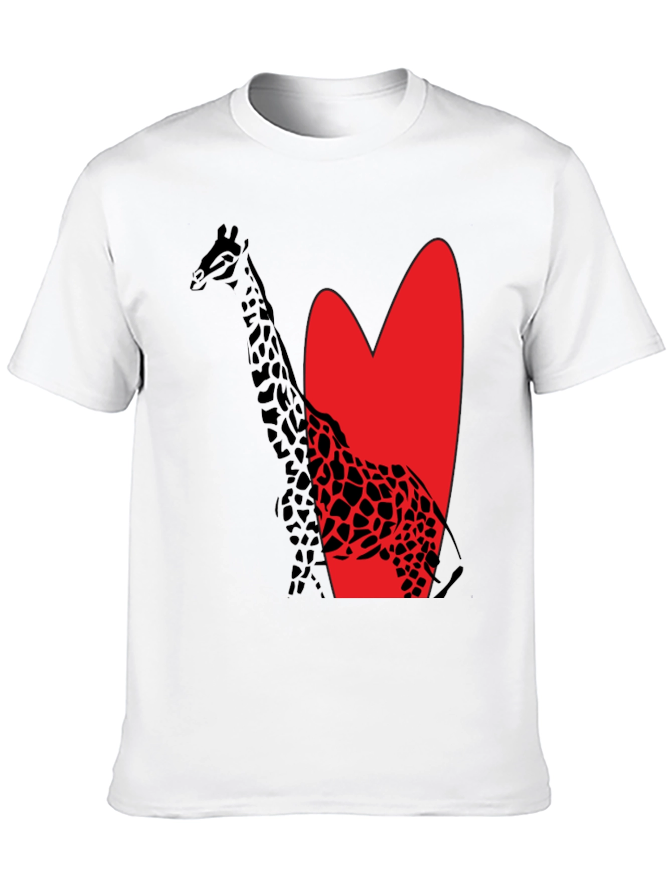 Giraffe Heart Graphic Tee - Stylish Mens Black T-Shirt