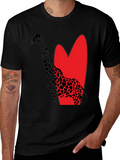 Giraffe Heart Graphic Tee - Stylish Mens Black T-Shirt