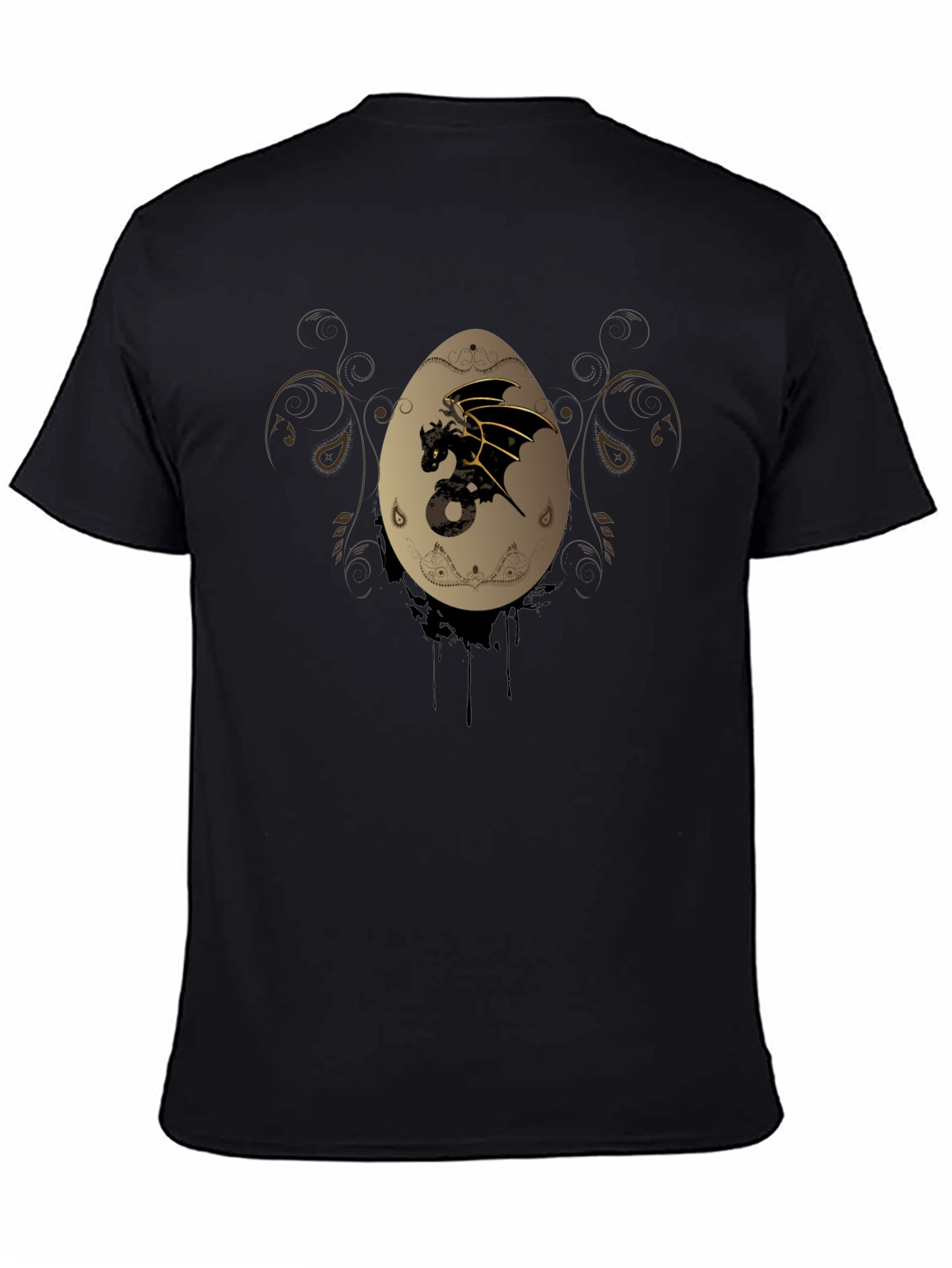 Dragon Egg Graphic Print Black T-Shirt