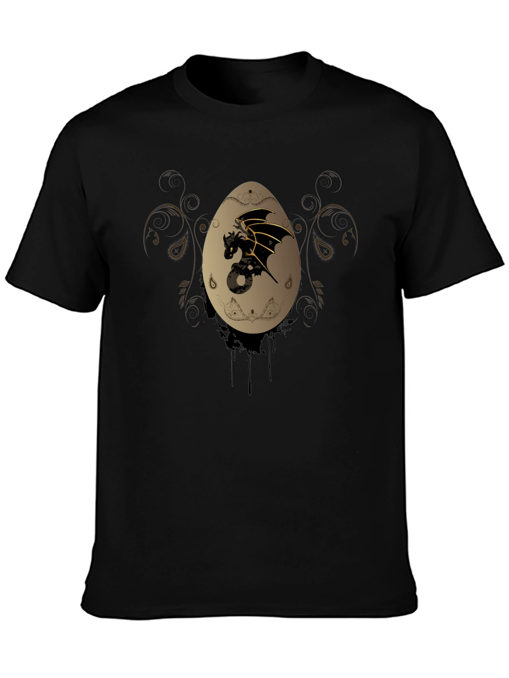 Dragon Egg Graphic Print Black T-Shirt