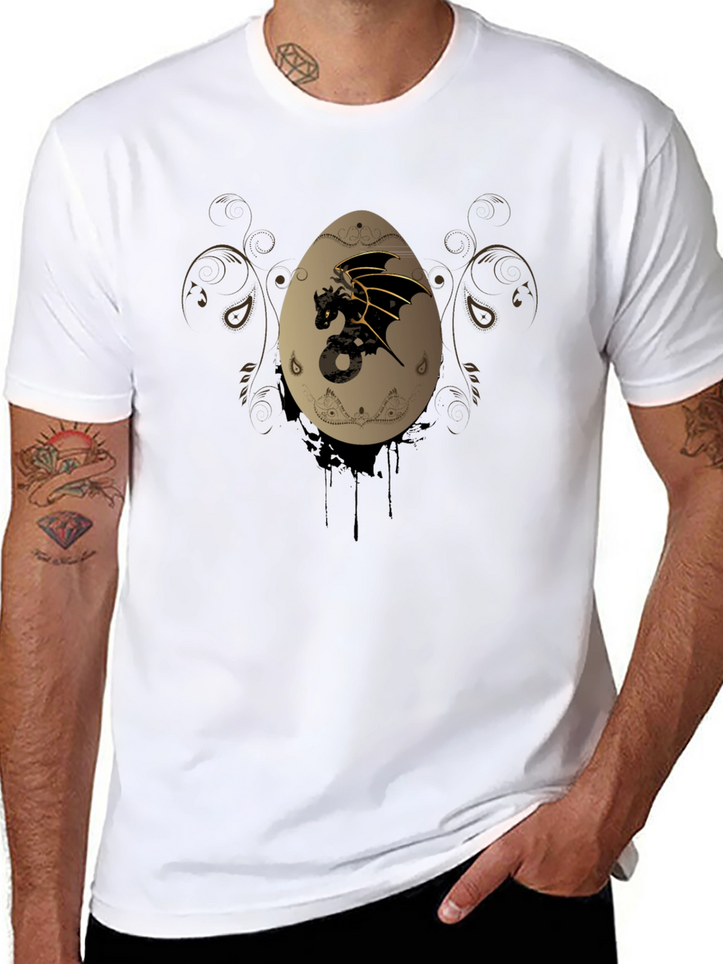 Dragon Egg Graphic Print Black T-Shirt