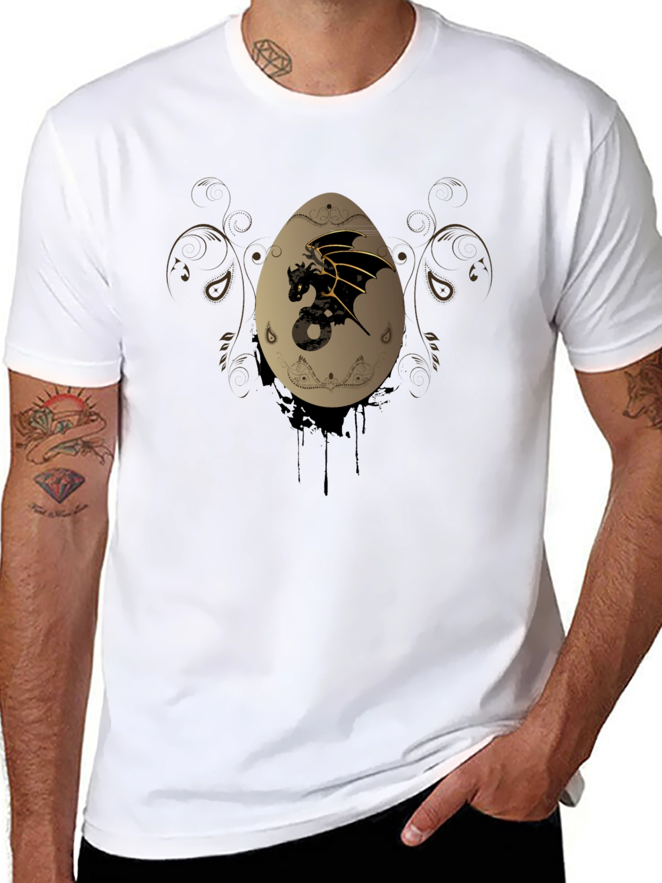 Dragon Egg Graphic Print Black T-Shirt