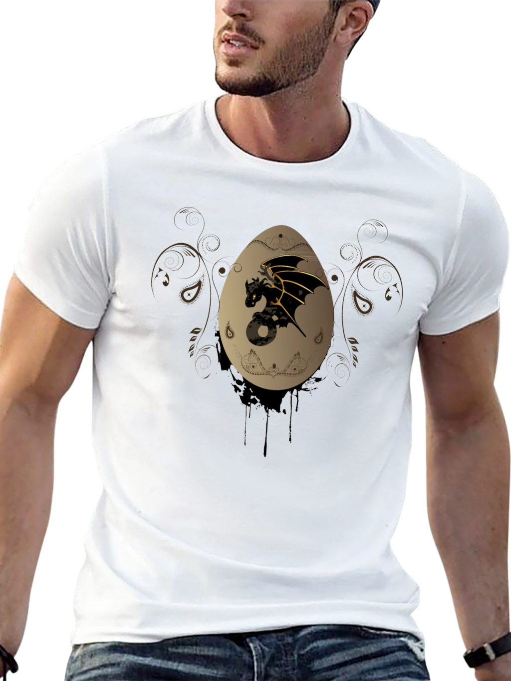 Dragon Egg Graphic Print Black T-Shirt