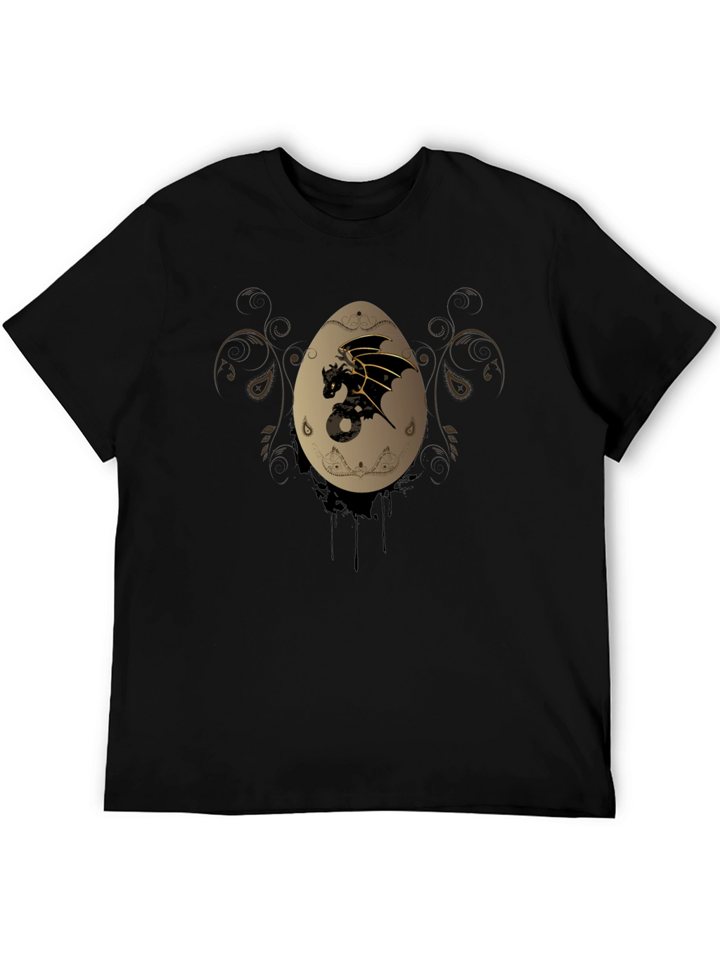Dragon Egg Graphic Print Black T-Shirt