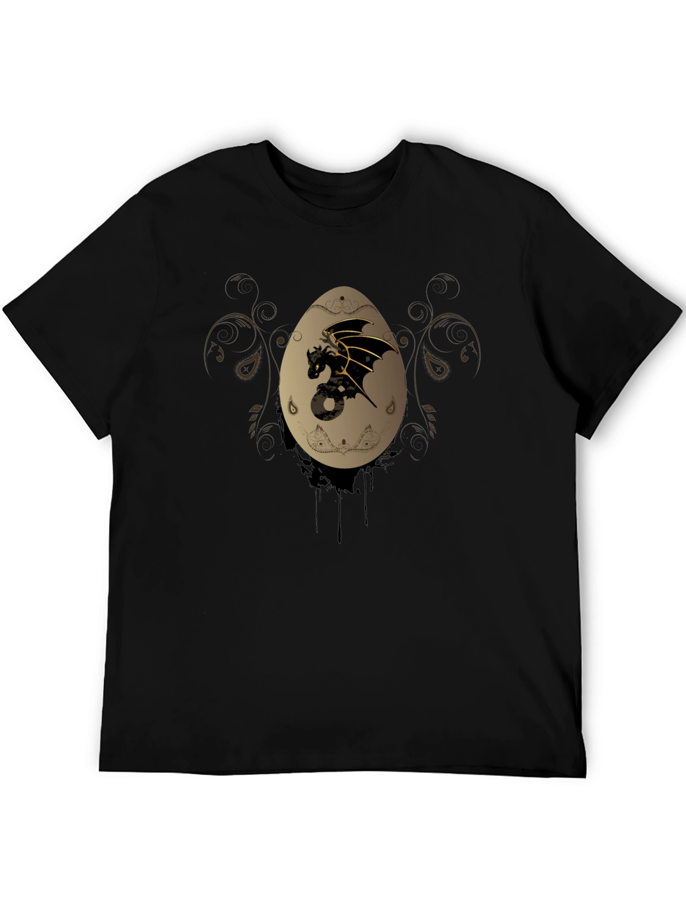 Dragon Egg Graphic Print Black T-Shirt