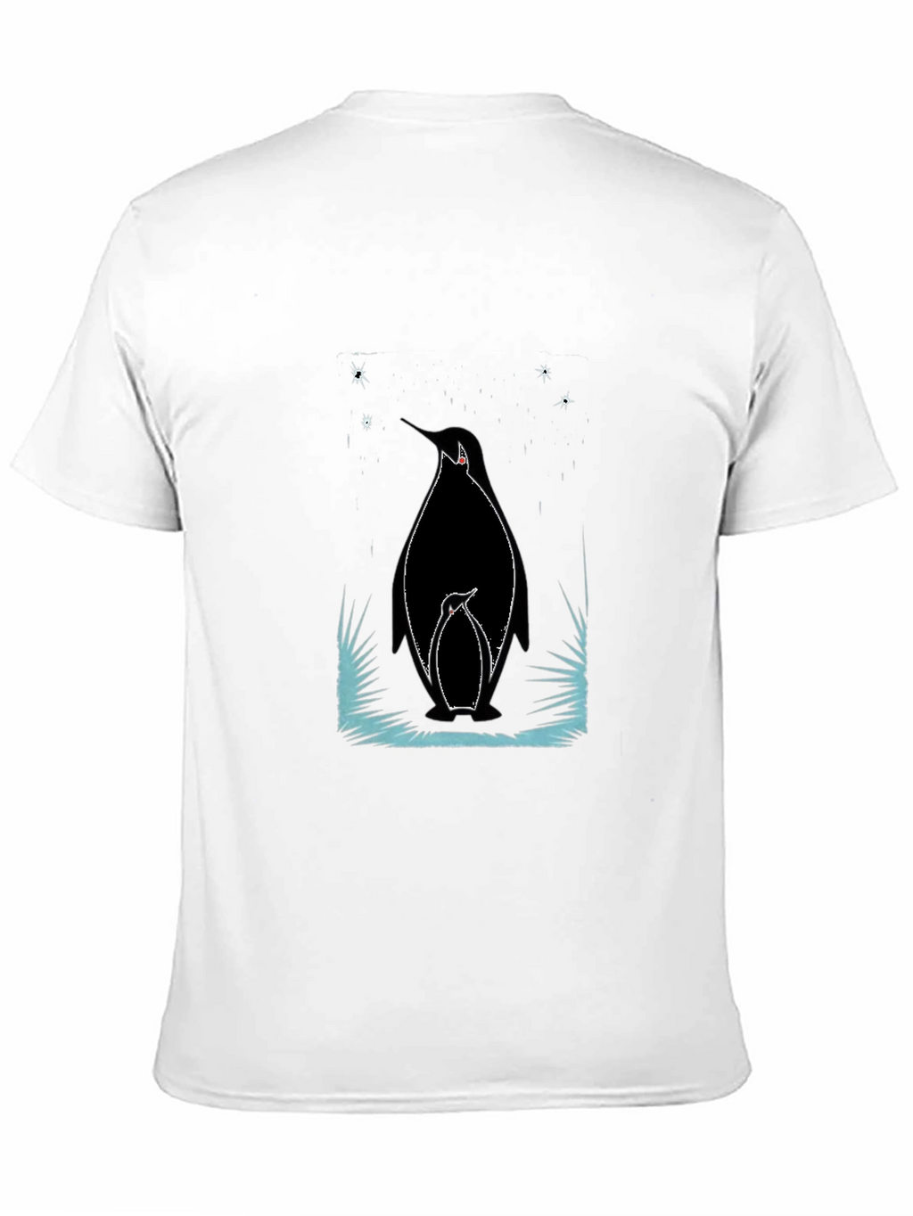 Penguin Family Graphic Tee - Black Cotton Shirt