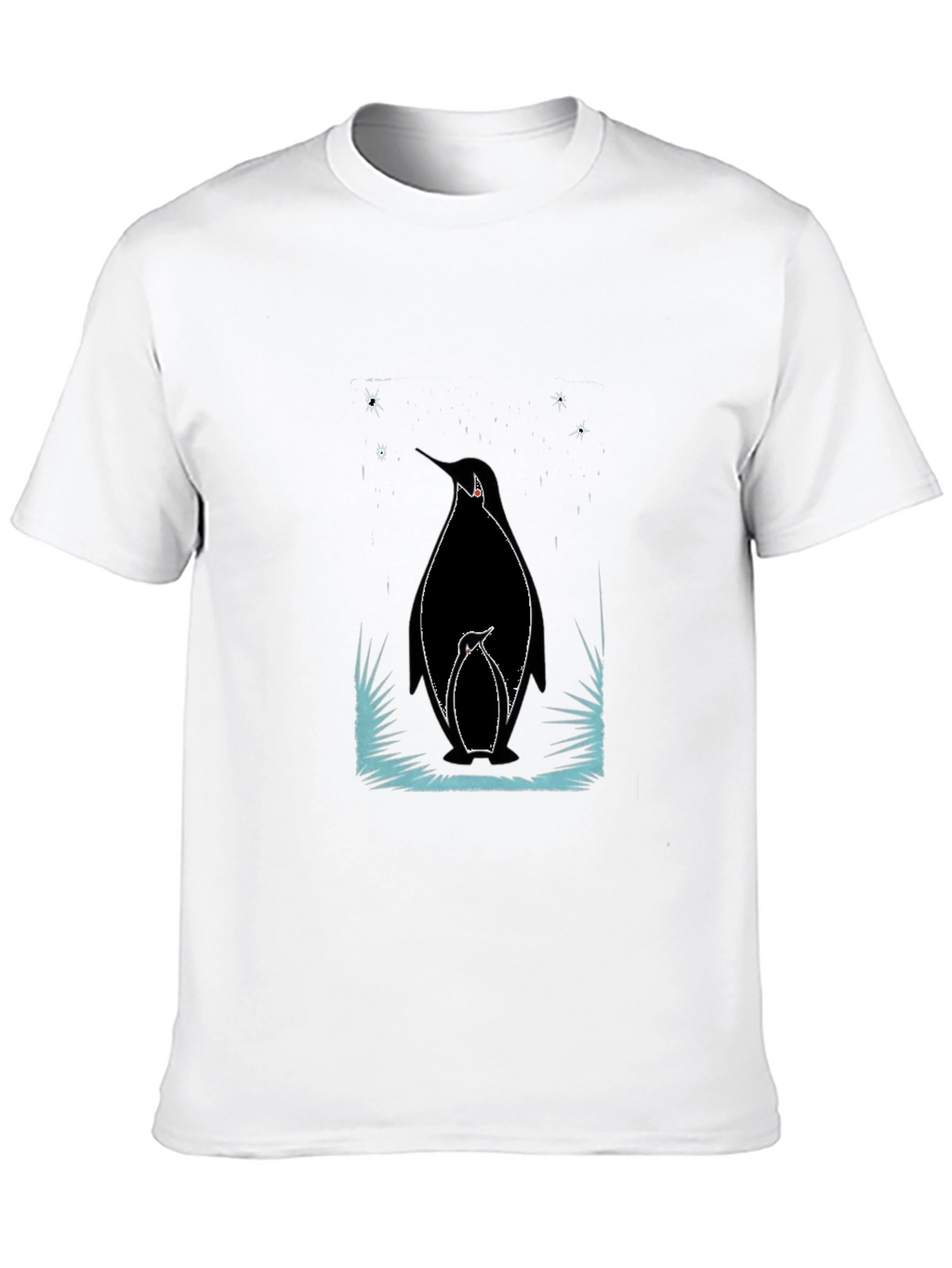 Penguin Family Graphic Tee - Black Cotton Shirt
