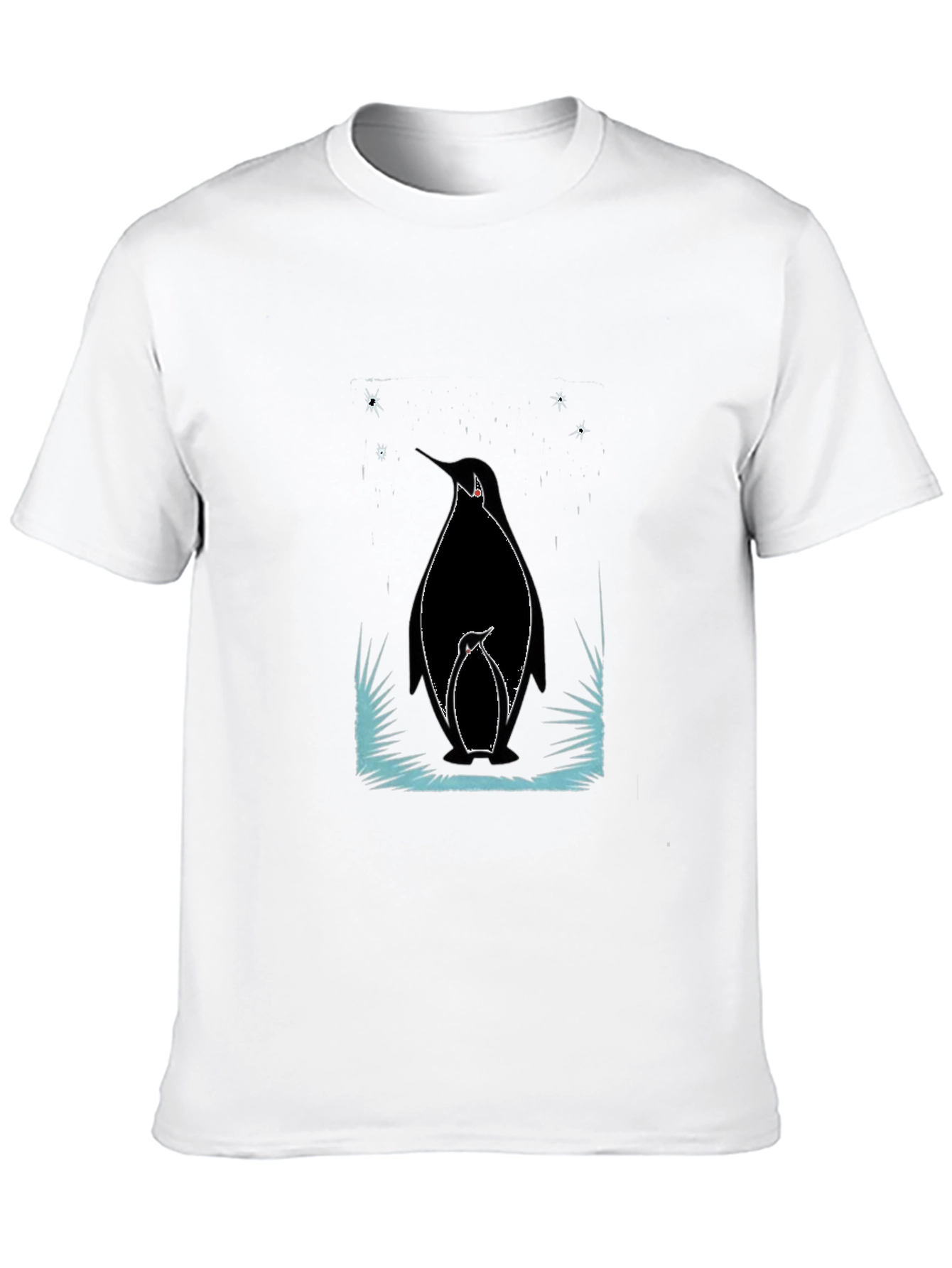 Penguin Family Graphic Tee - Black Cotton Shirt