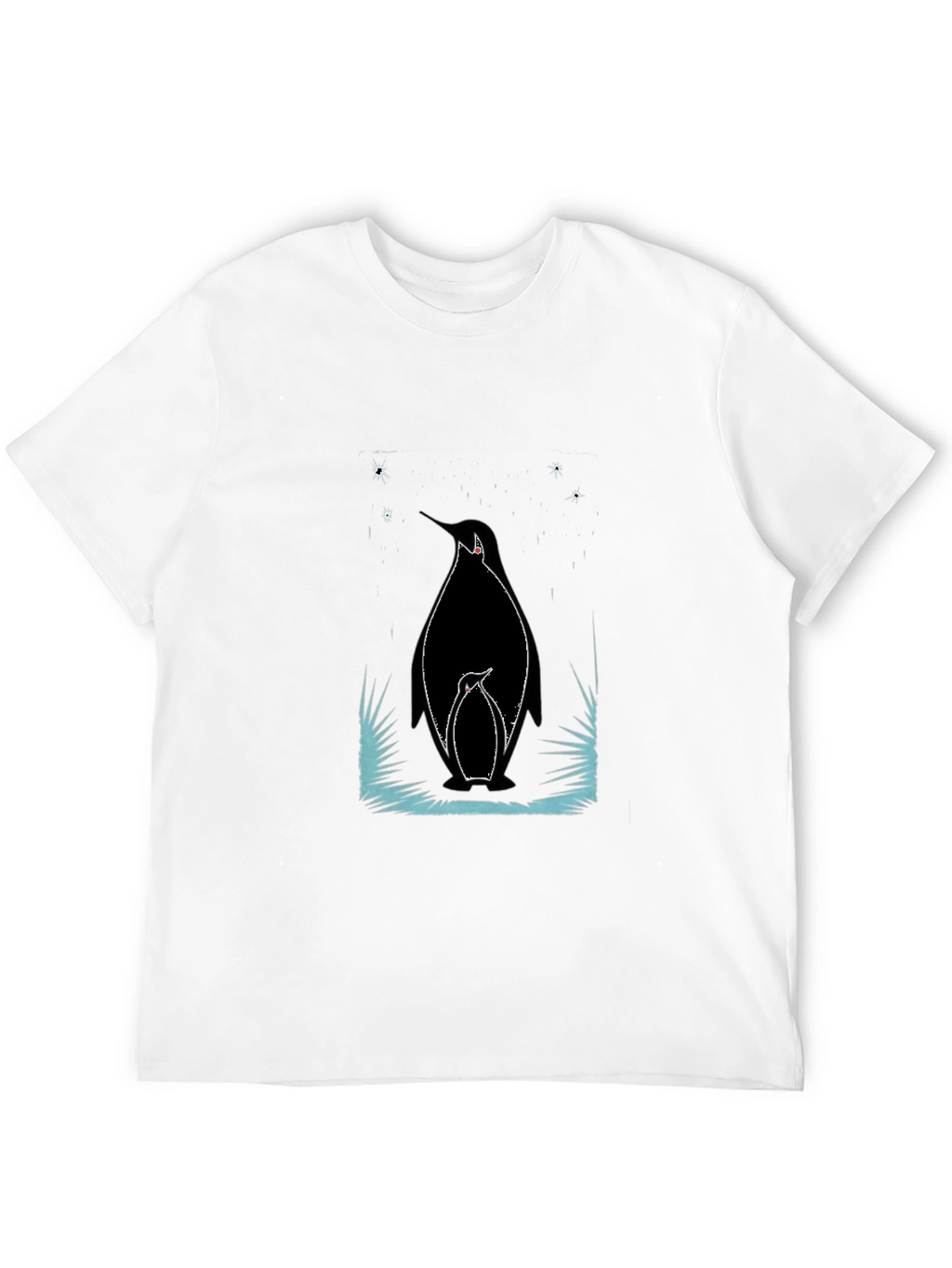 Penguin Family Graphic Tee - Black Cotton Shirt