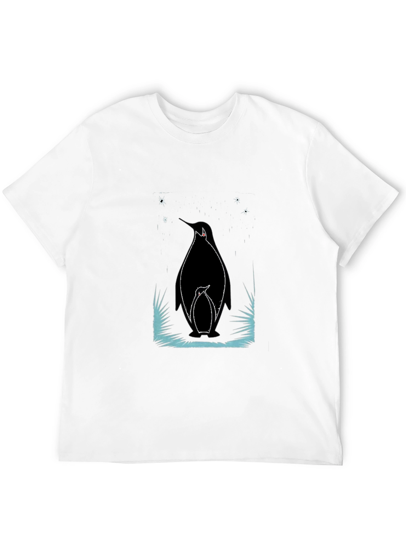 Penguin Family Graphic Tee - Black Cotton Shirt