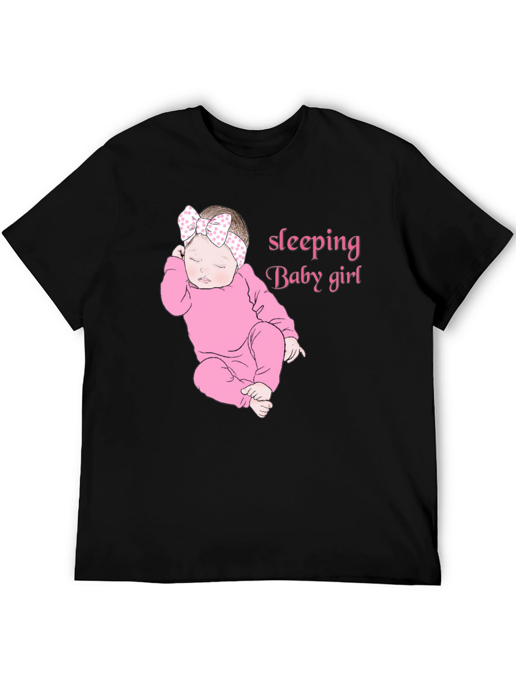 Sleeping Baby Girl Black T-Shirt