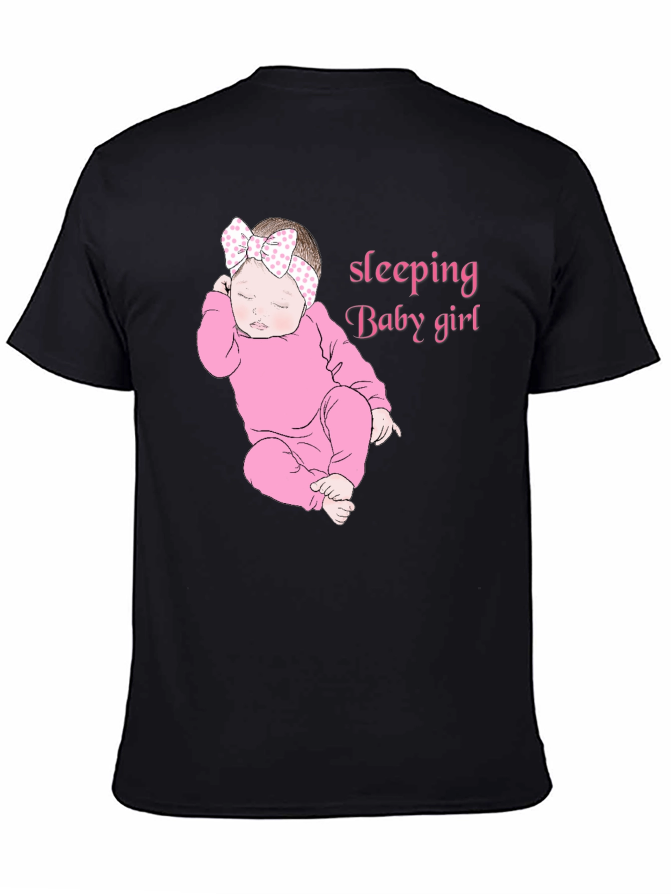 Sleeping Baby Girl Black T-Shirt