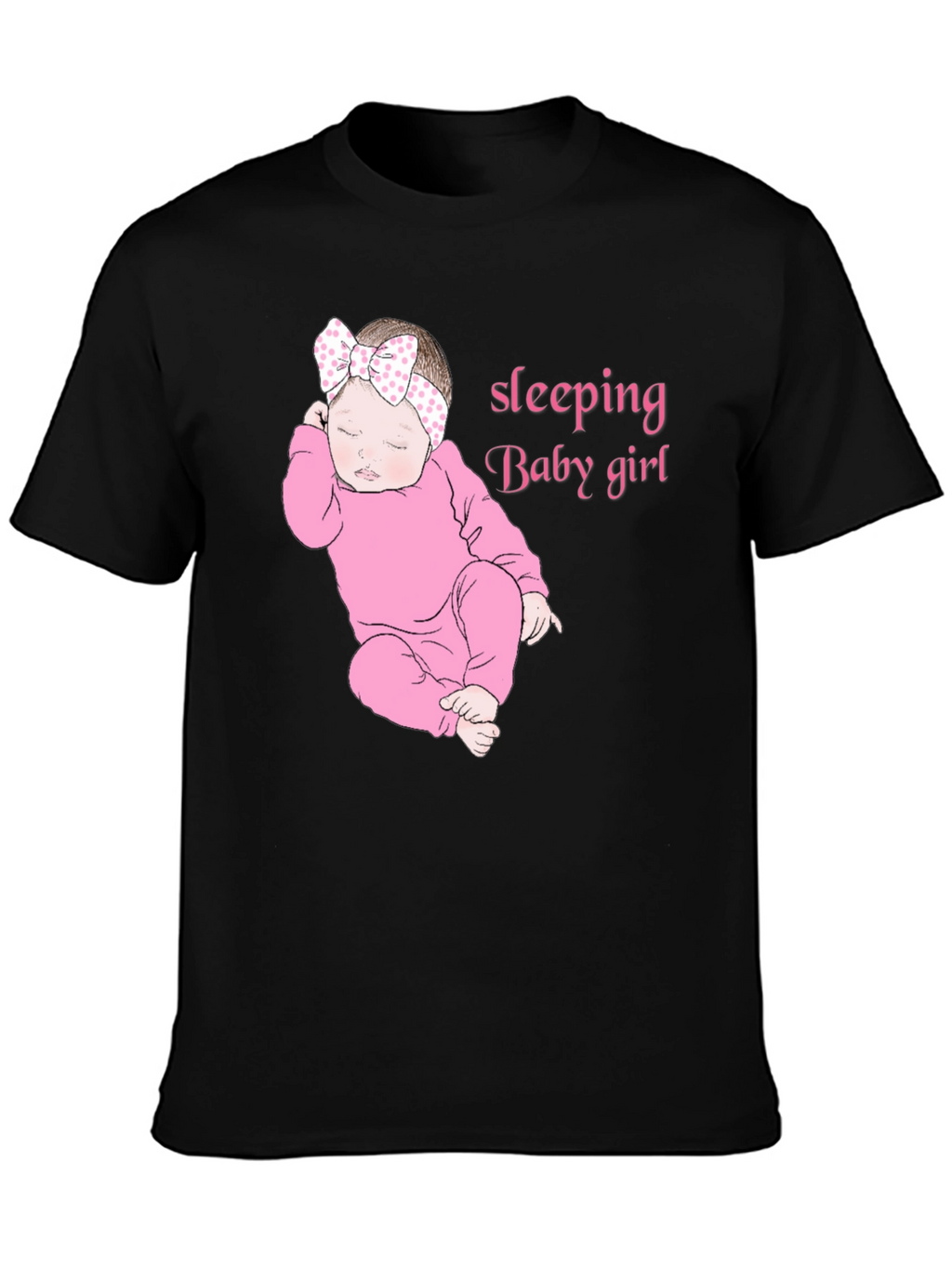 Sleeping Baby Girl Black T-Shirt