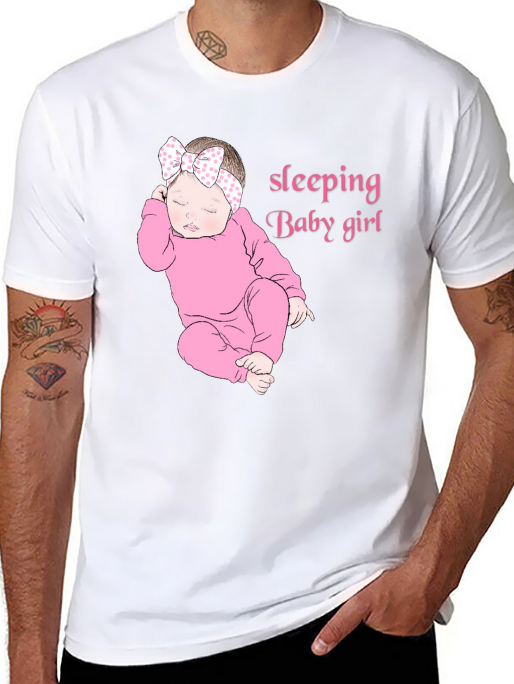 Sleeping Baby Girl Black T-Shirt