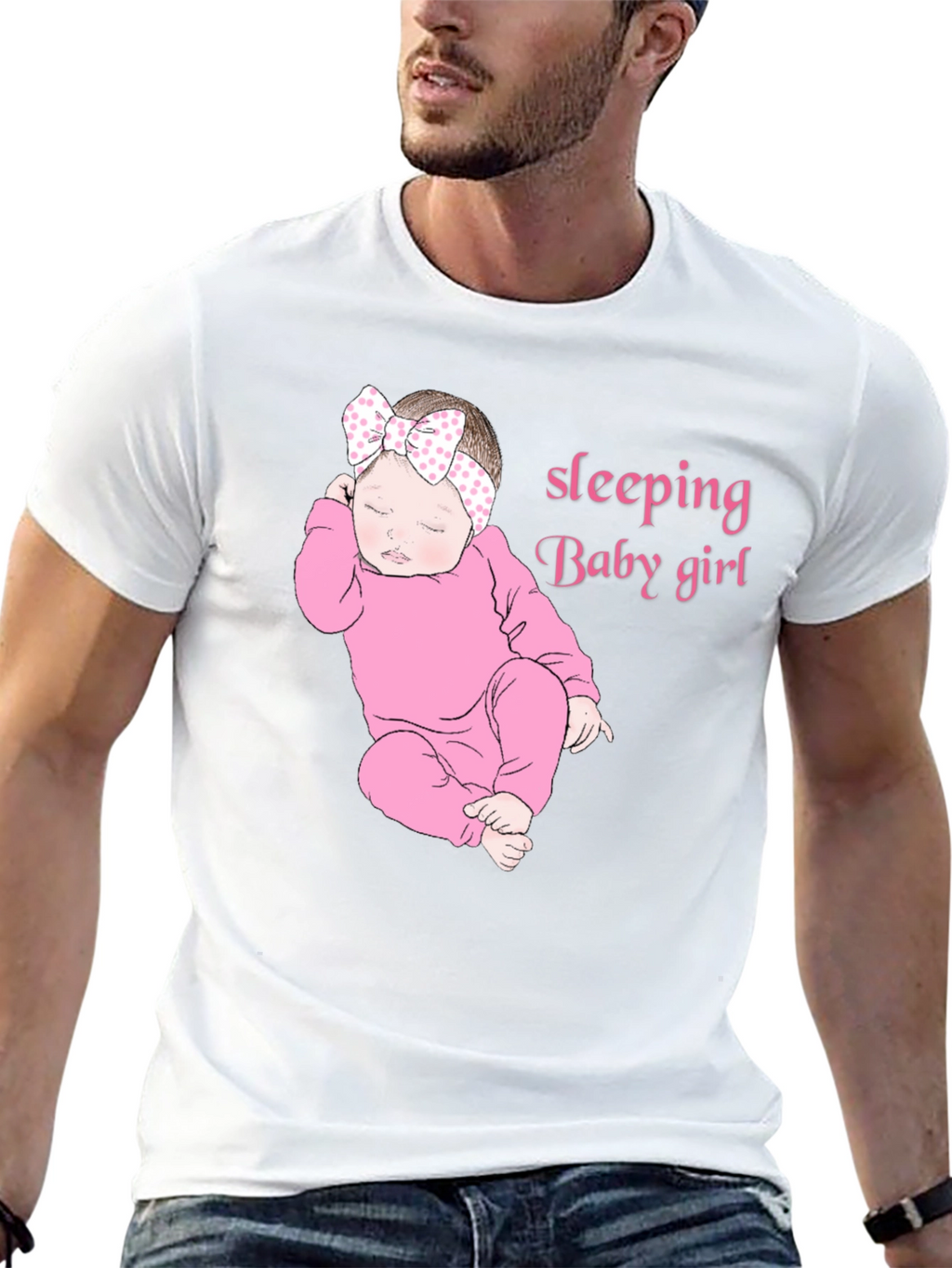 Sleeping Baby Girl Black T-Shirt