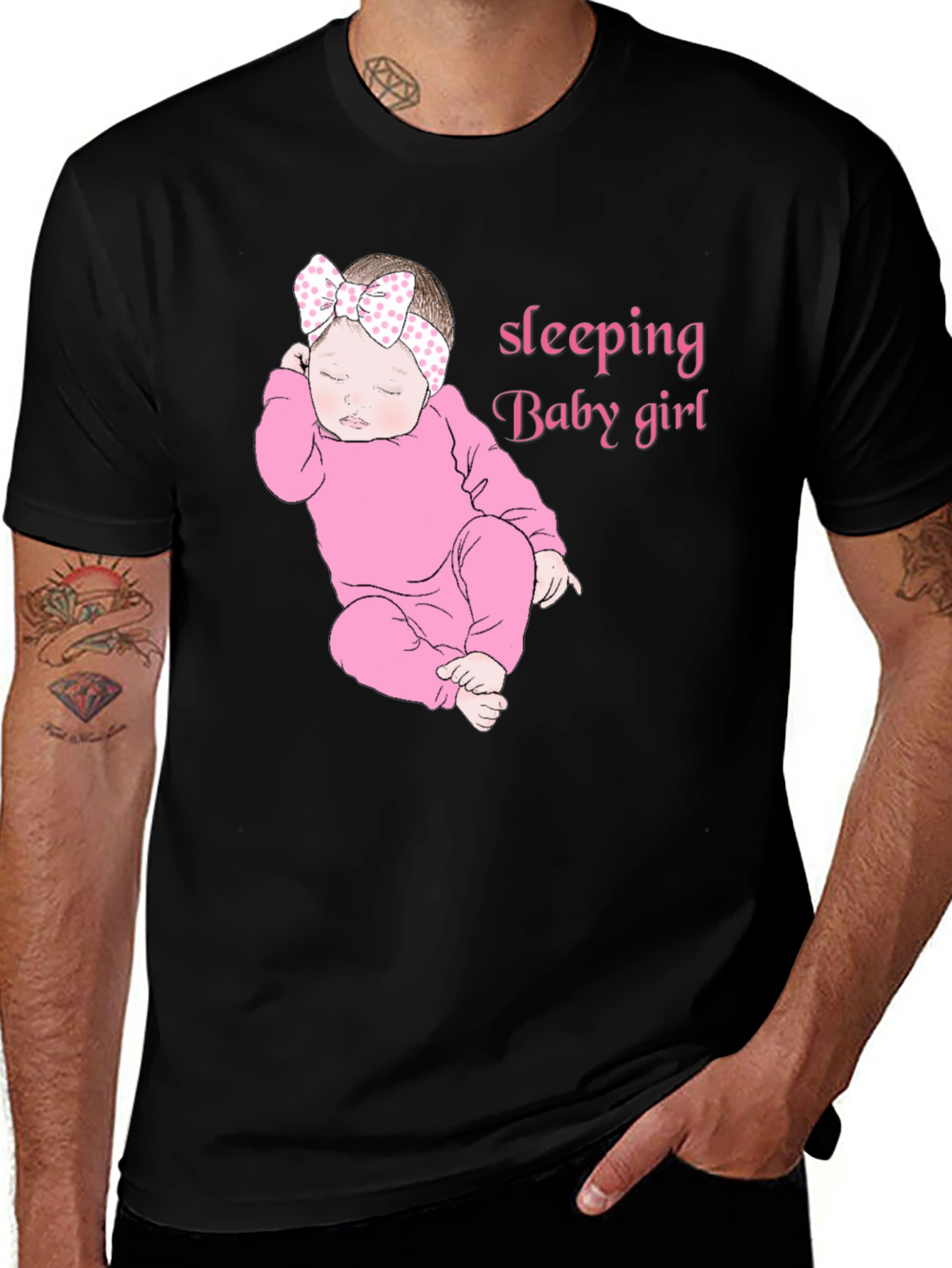 Sleeping Baby Girl Black T-Shirt
