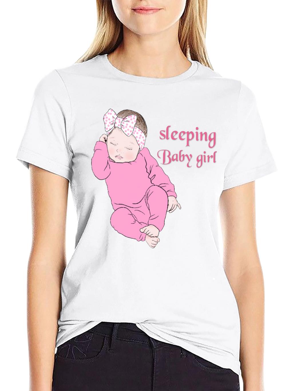Sleeping Baby Girl Black T-Shirt