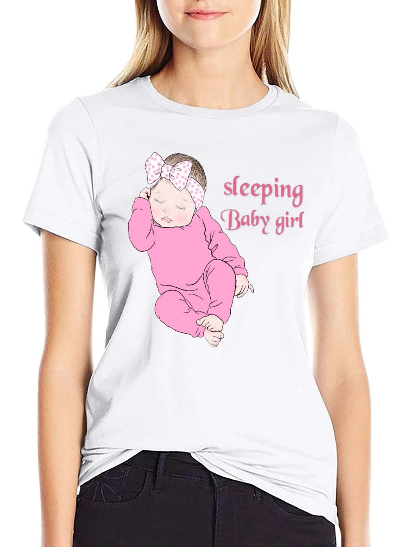 Sleeping Baby Girl Black T-Shirt