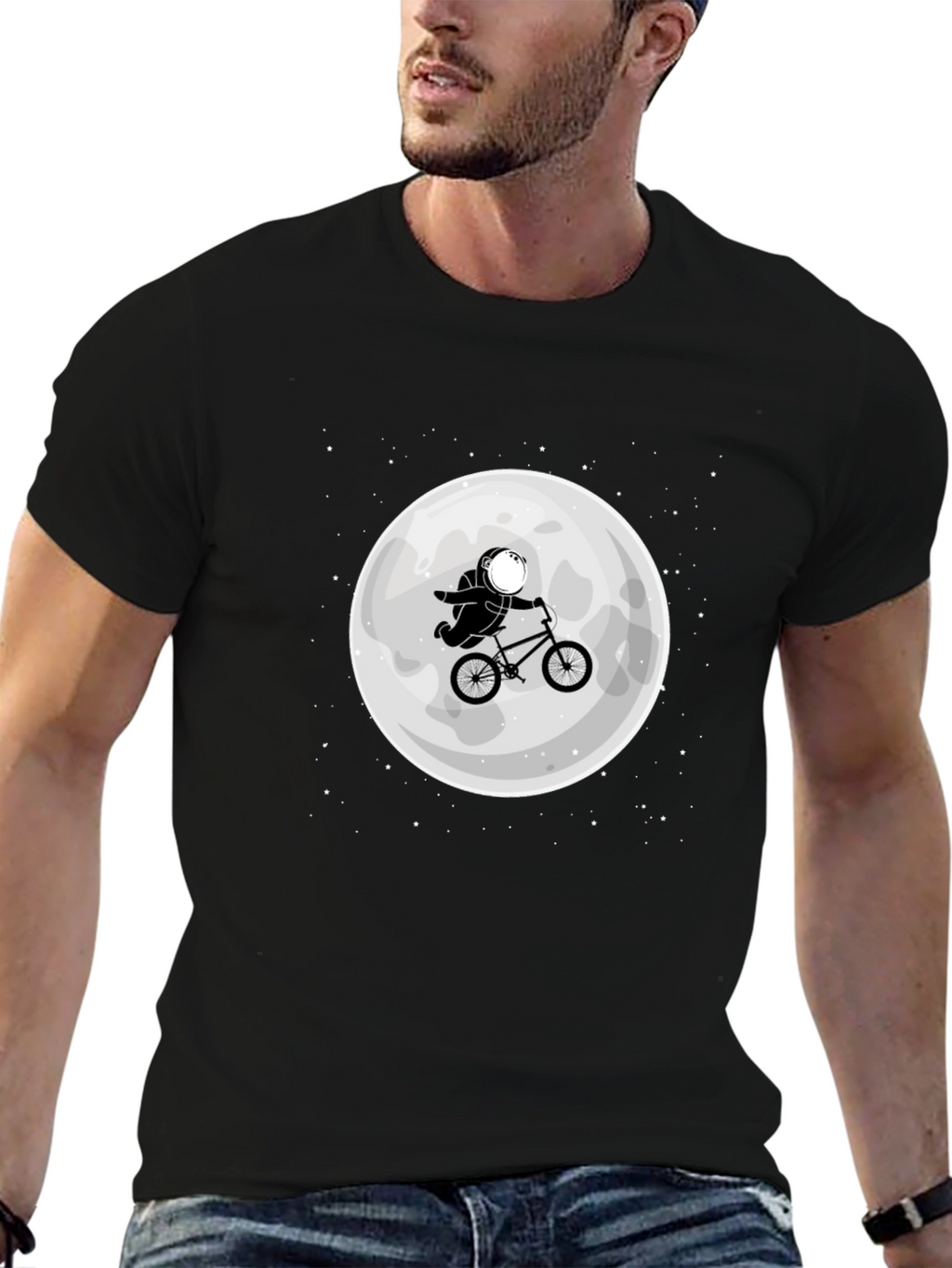 Astronaut Moon Ride T-Shirt - Black Cotton Tee