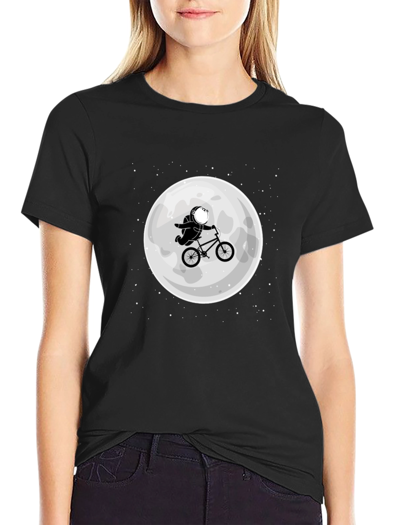 Astronaut Moon Ride T-Shirt - Black Cotton Tee