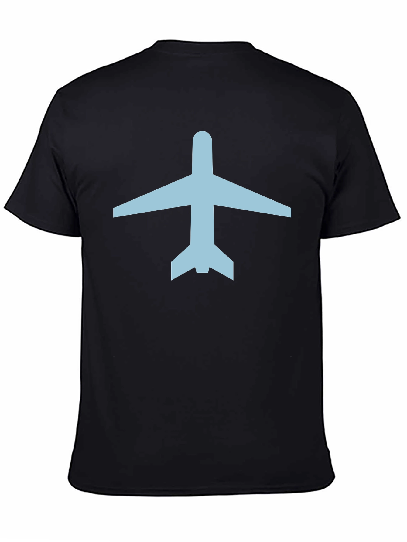 Airplane Graphic Tee - Black Cotton Crew Neck T-Shirt