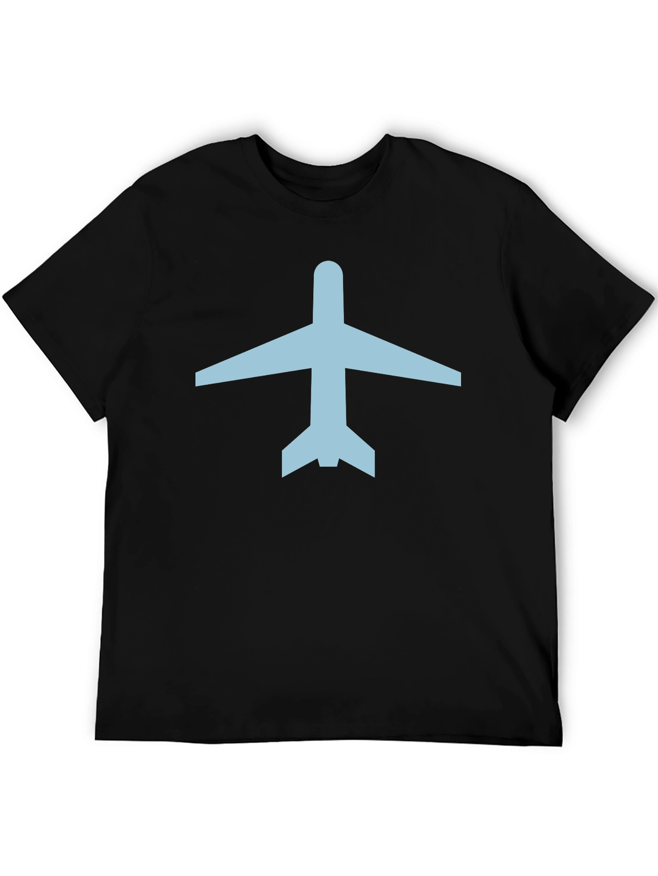 Airplane Graphic Tee - Black Cotton Crew Neck T-Shirt