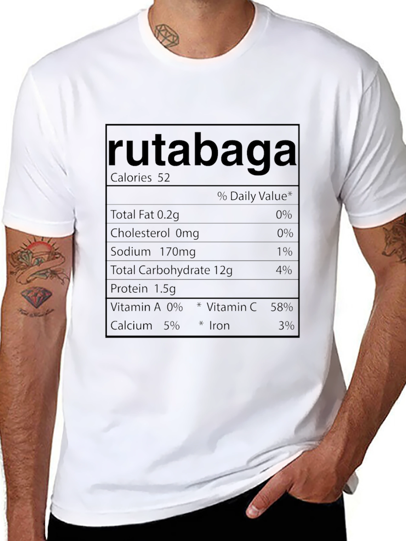 Rutabaga Nutrition Facts Mens Black T-Shirt