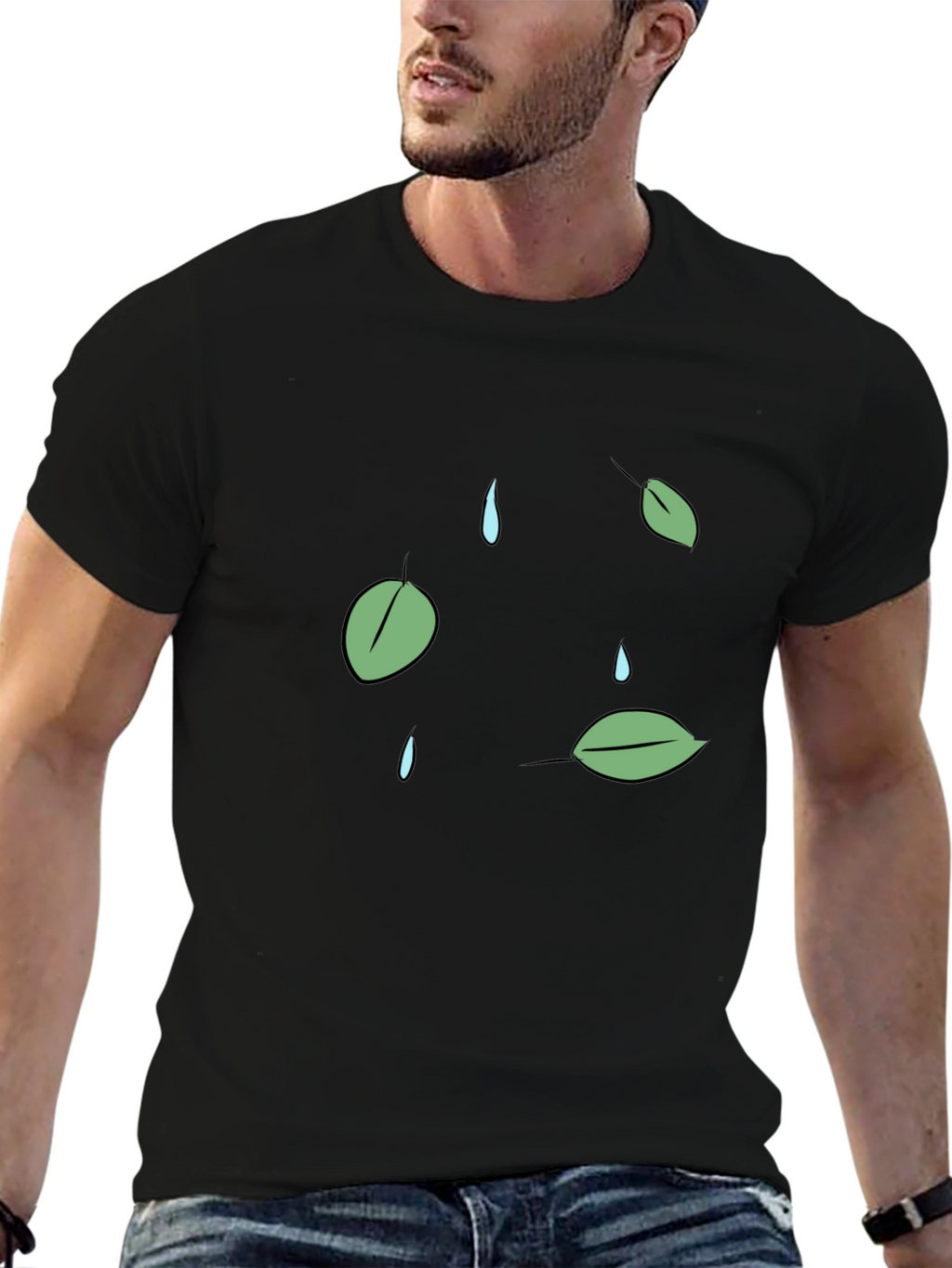 Leaf & Raindrop Graphic T-Shirt