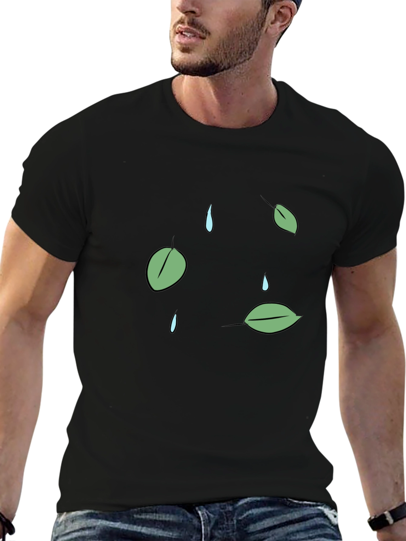 Leaf & Raindrop Graphic T-Shirt
