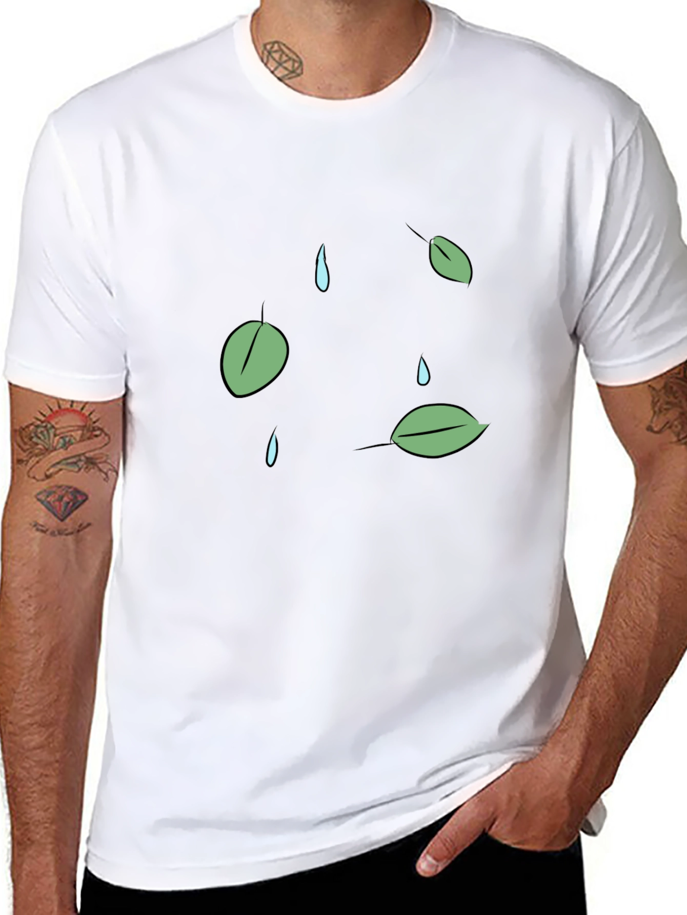 Leaf & Raindrop Graphic T-Shirt