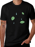 Leaf & Raindrop Graphic T-Shirt