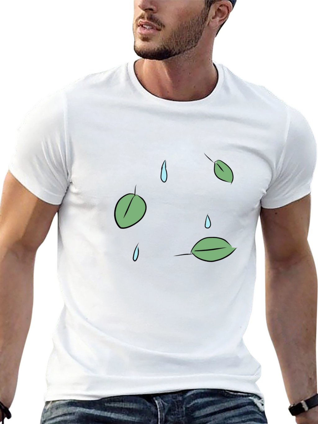 Leaf & Raindrop Graphic T-Shirt