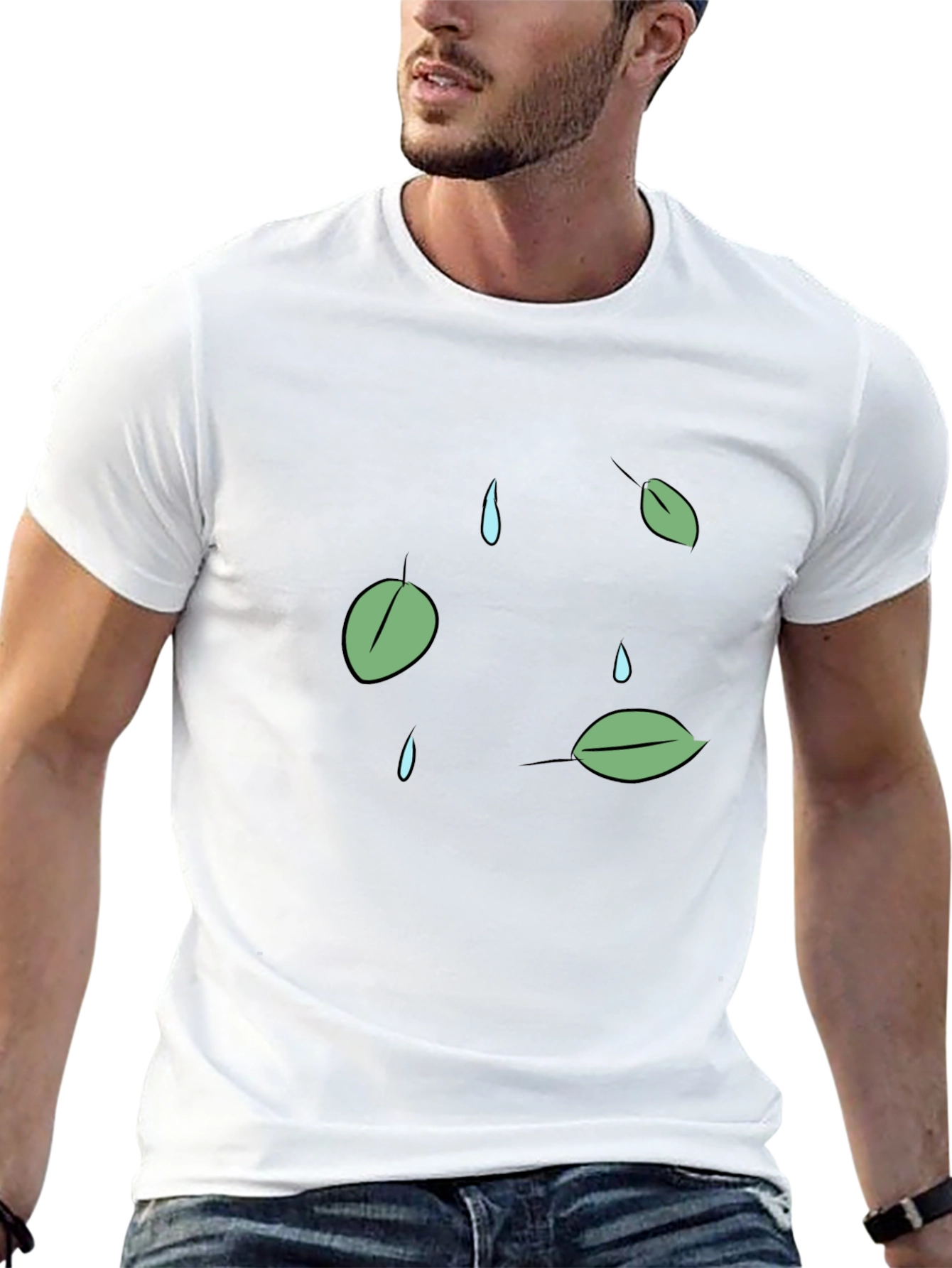 Leaf & Raindrop Graphic T-Shirt