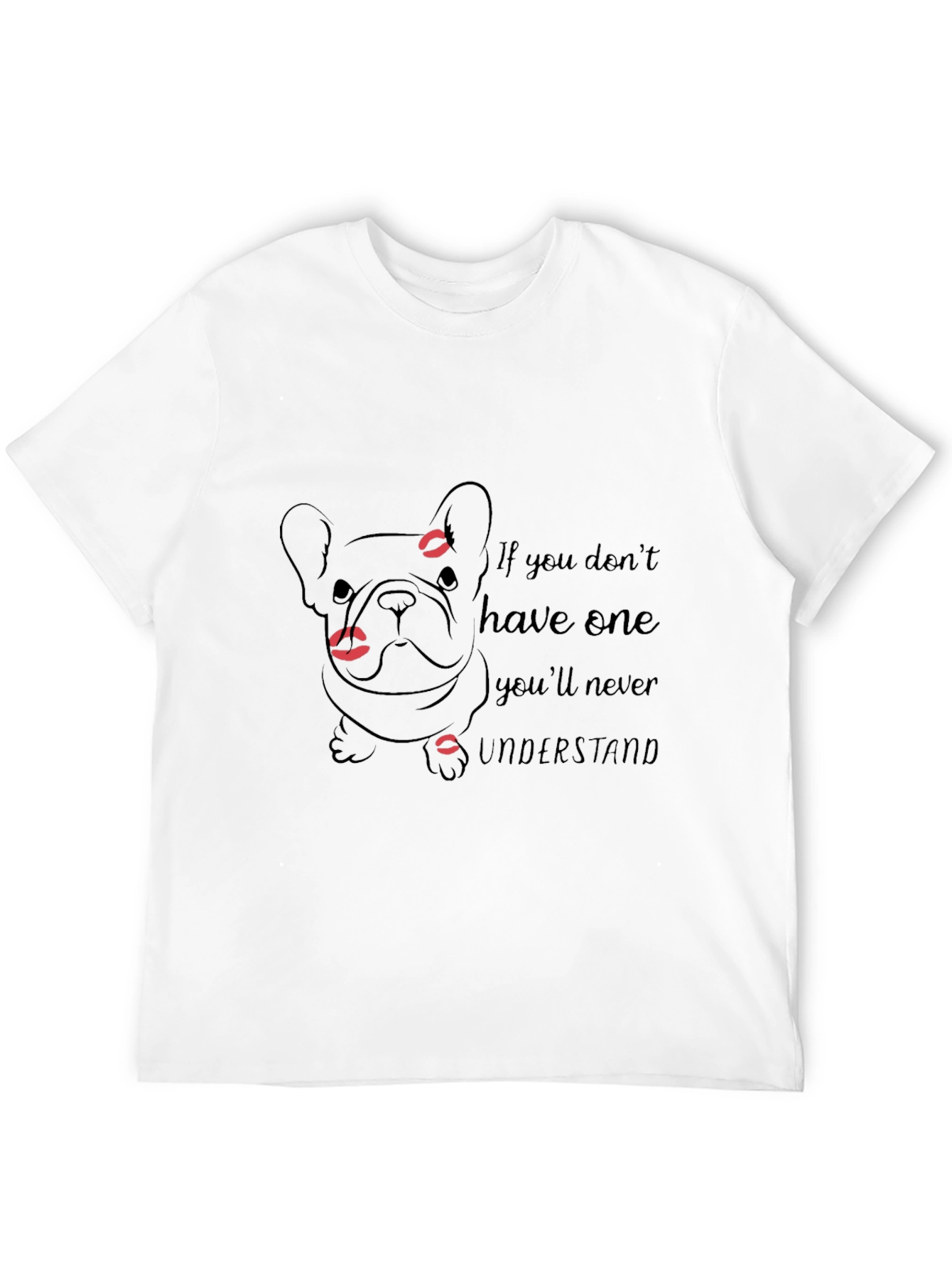 French Bulldog Lips Print Black T-Shirt