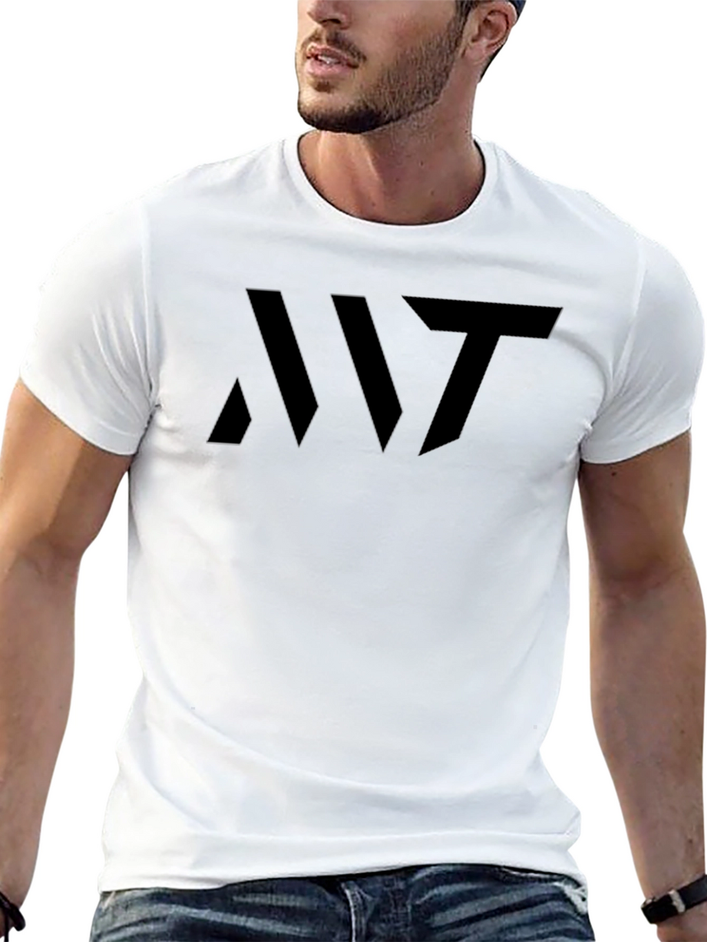 Mens Black Graphic Tee - Modern Abstract Design