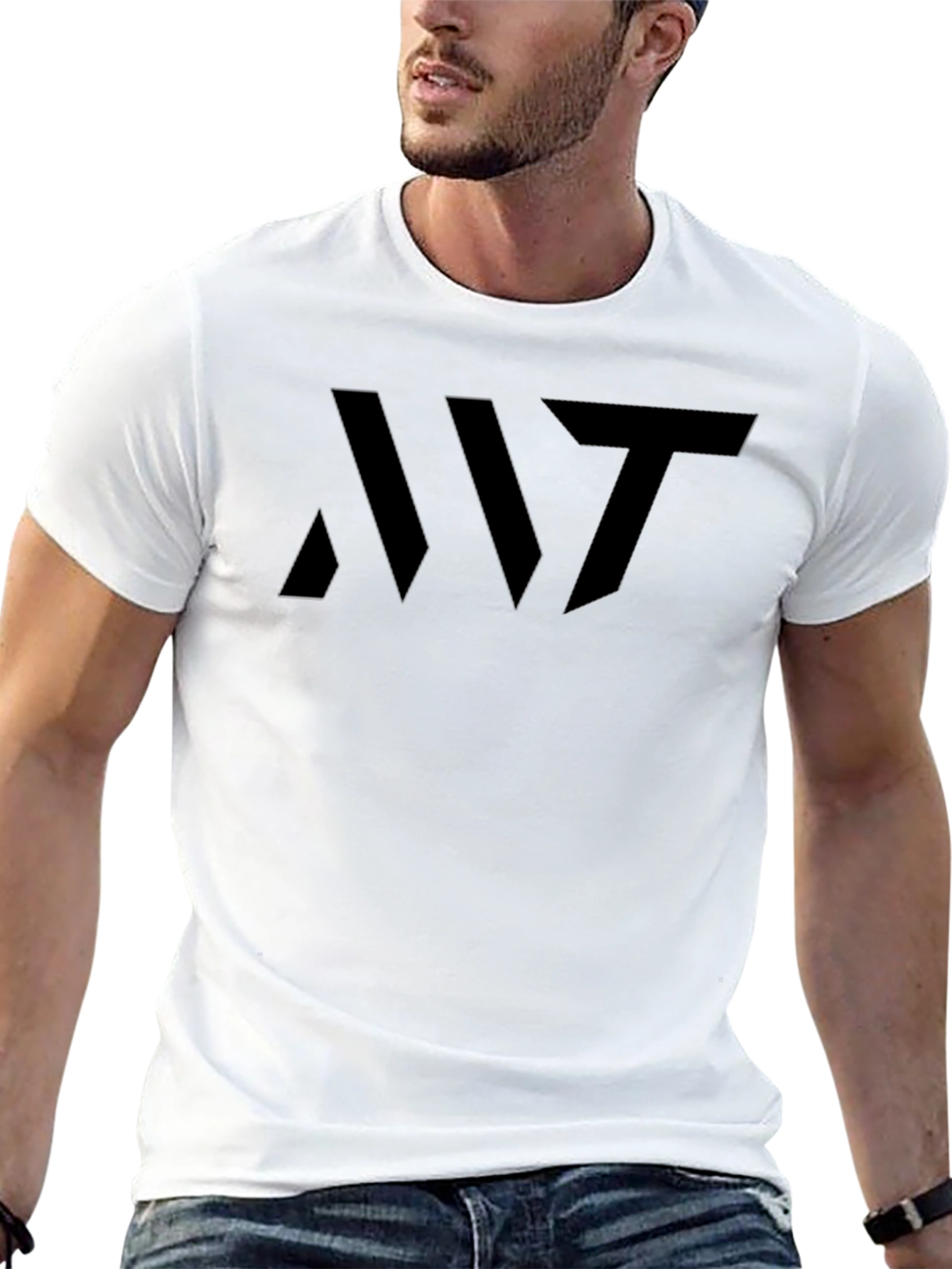 Mens Black Graphic Tee - Modern Abstract Design