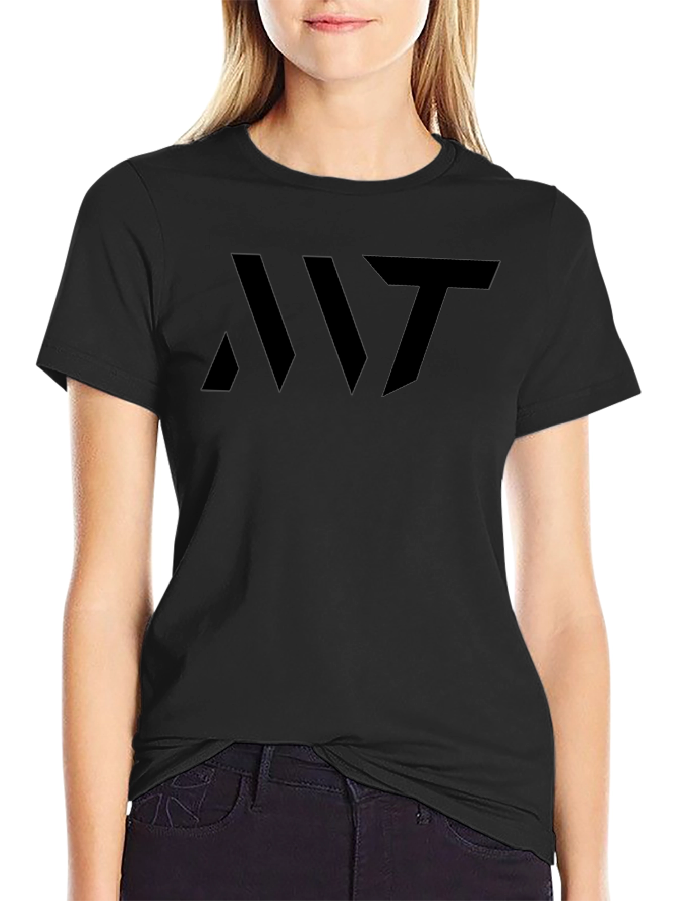 Mens Black Graphic Tee - Modern Abstract Design