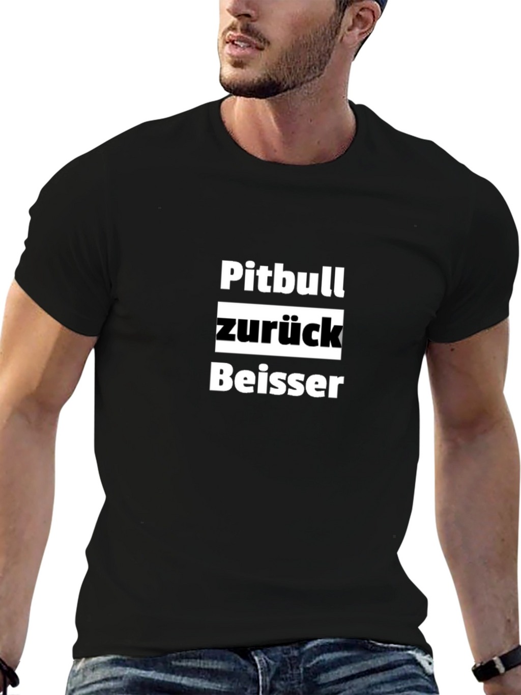 Pitbull Zurück Beisser Black T-Shirt